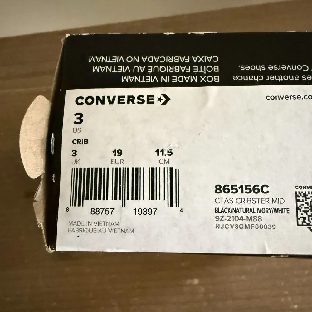 New INFANT CONVERSE Chuck Taylor ALL STAR CRIBSTER Canvas Black Crib Size 3